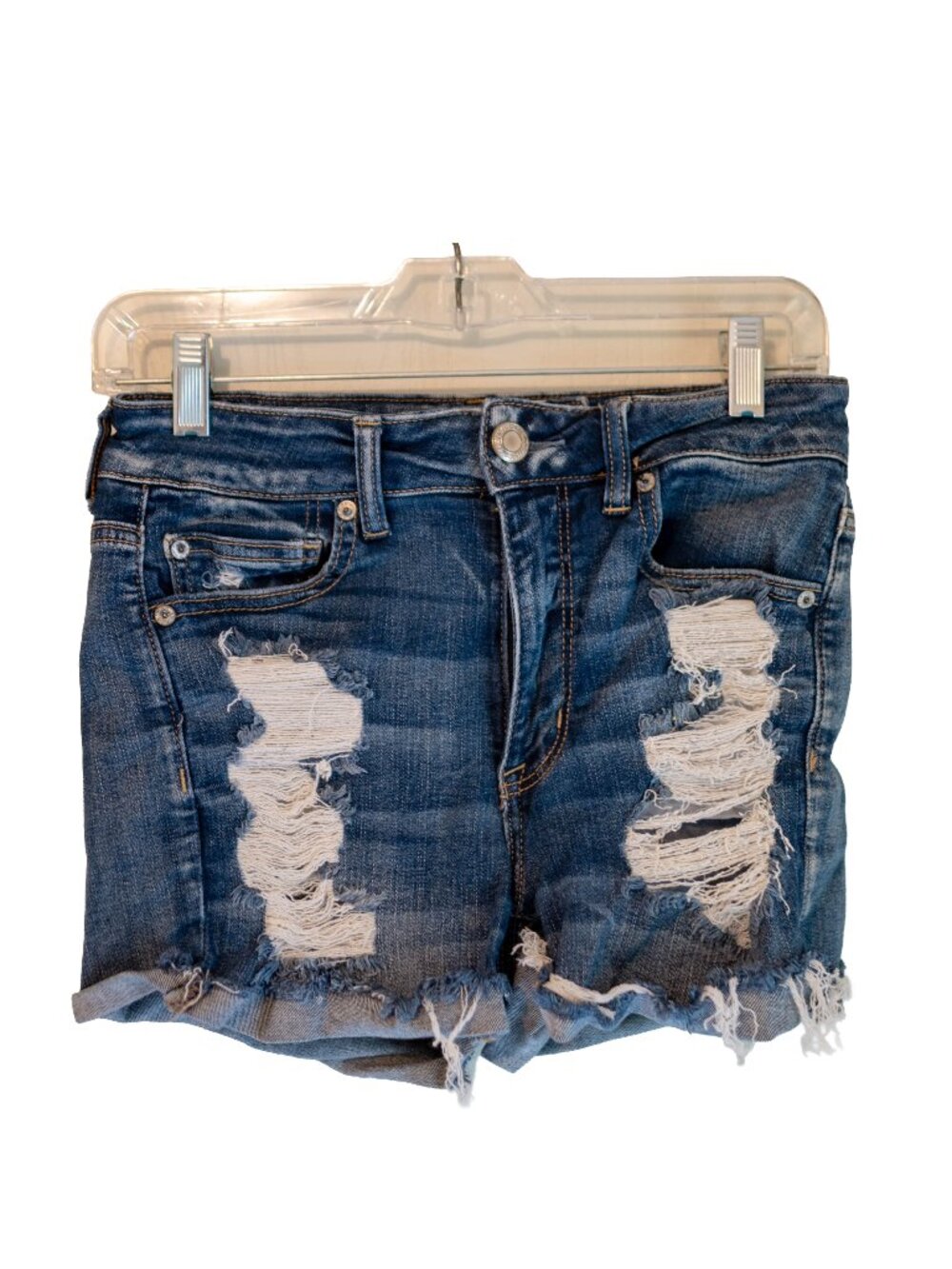 American Eagle Dark Wash Distressed Shorts - Size 6 (Fit smaller)